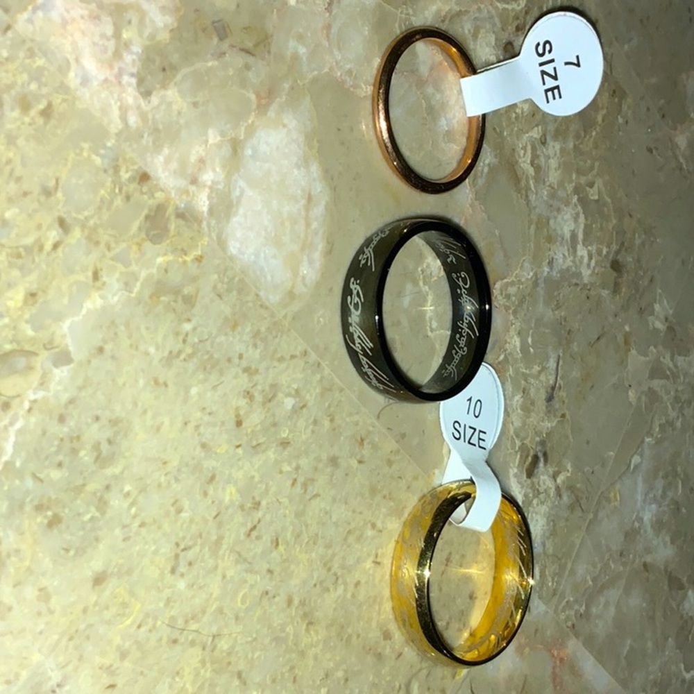3 men’s rings NEW 2 “the one ring” rings 1 elvish